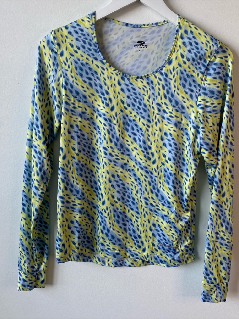 Brooks Women's Long Sleeve Performance Top in Yellow & Blue Abstract Print